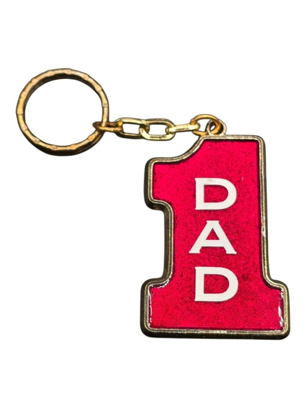 #1 Dad Vintage Keychain Red Gold-Tone Metal Classic Design